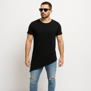 Camisa Longline Bico Lateral Mutante Fitness Camiseta Oversized Masculina