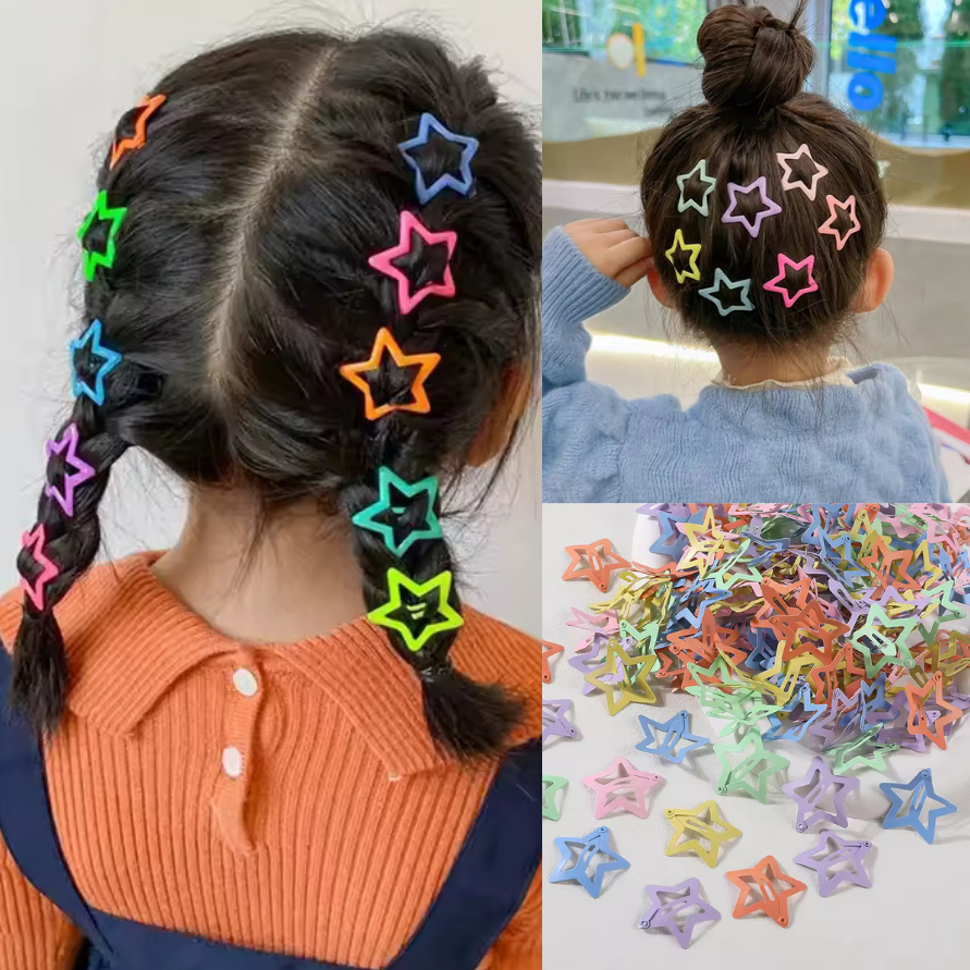 5/10/20/30 Presilha Prendedor Grampo Cabelo Estrela Y2k Tic Tac Colorido Festas Casamento Show Grunge Coreia China