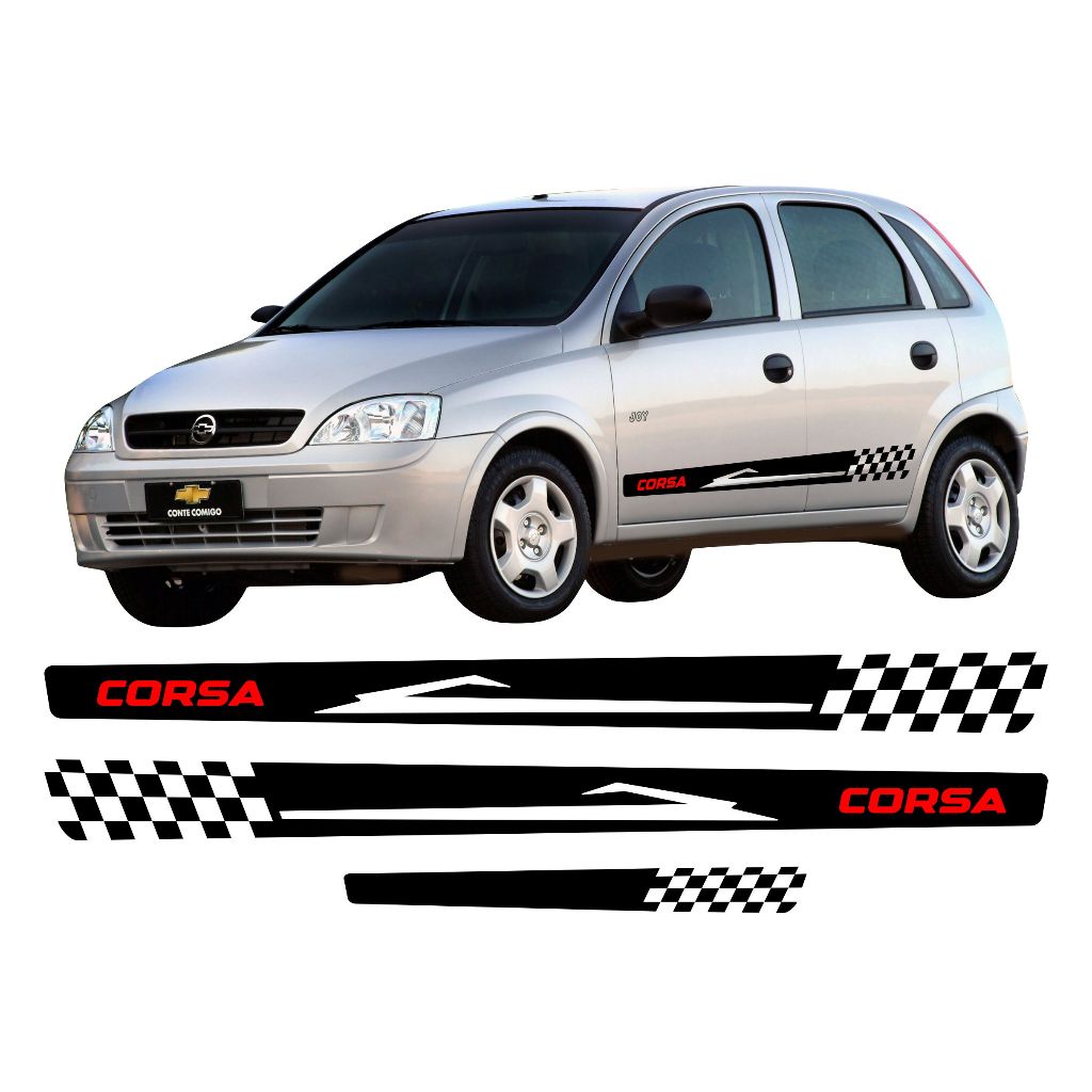 Adesivos Corsa Faixa Lateral e Traseira Joy Premium Hatch Sedan Acessórios Personalizado Ch133