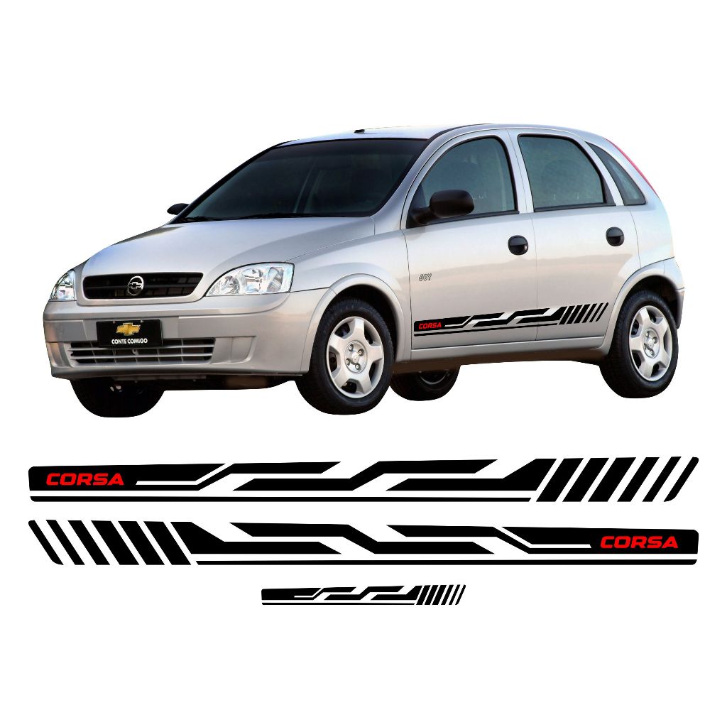 Adesivos Faixa Lateral e Traseira Corsa Joy Max Premium Hatch Sedan Sport Acessórios Personalizado CH134
