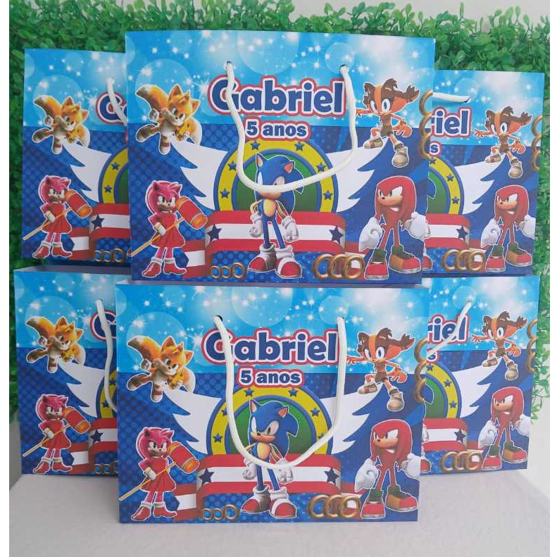 SACOLA SONIC(PEGUE E MONTE)sacolinhas personalizada sonic para lembrancinha de festa de aniversario Sonic