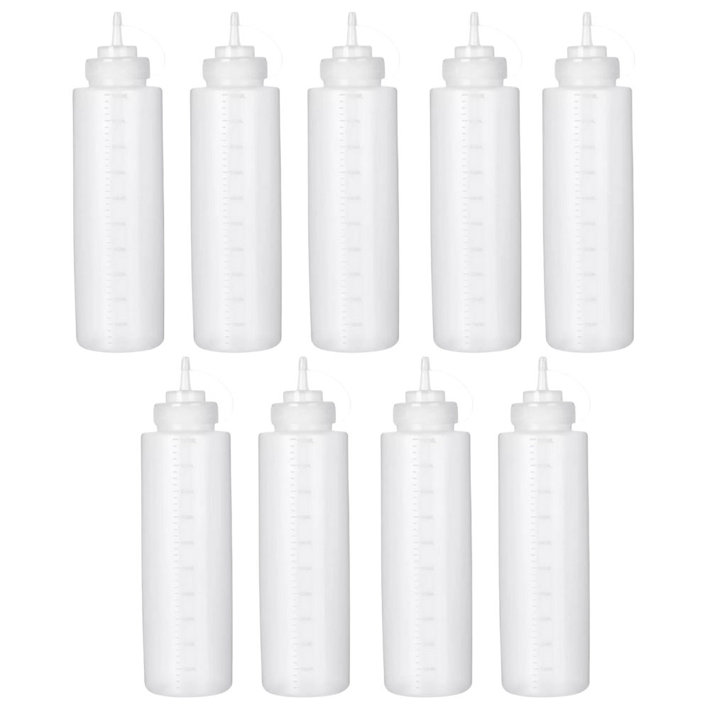 Bisnagas para Molhos Saladas Graduada 1 Litro - Kit 9 Bisnagas de Molho 1 L