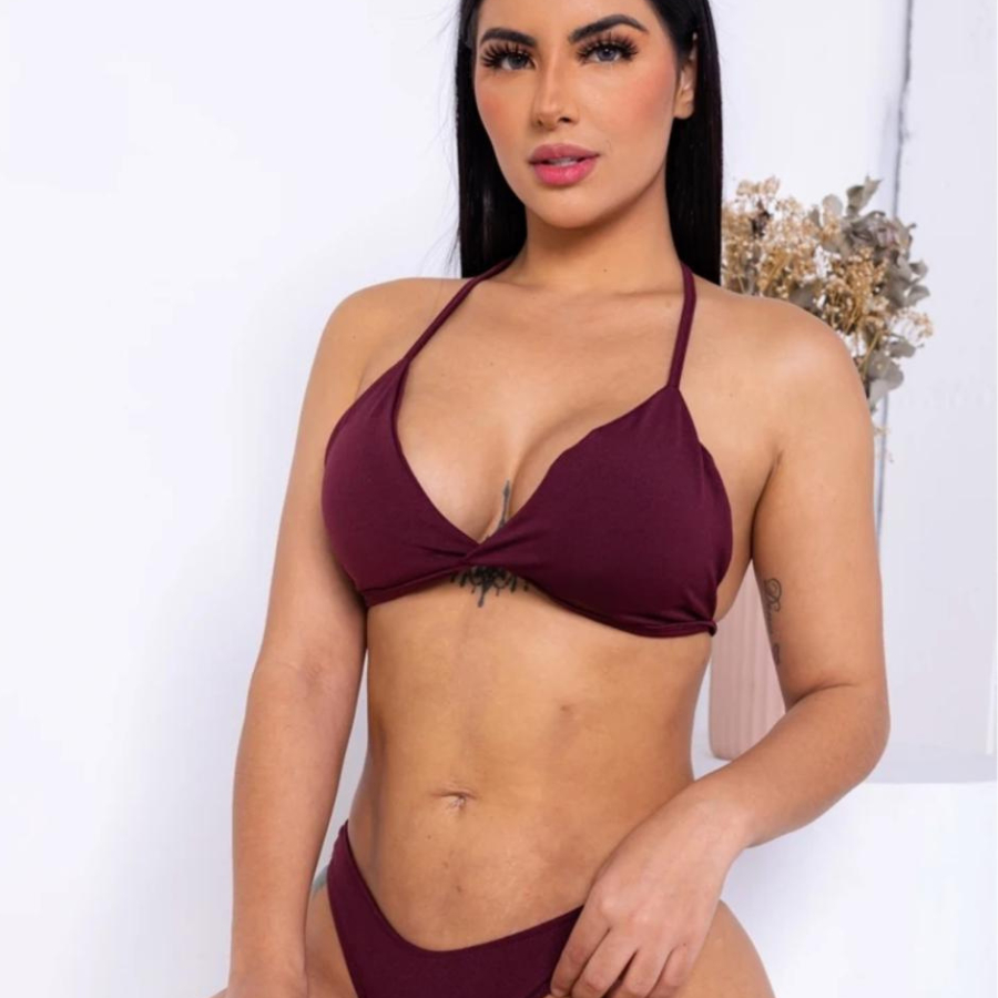 Gina Biquíni Asa Delta Com Bojo Conjunto Calcinha e Sutiã Varias Cores