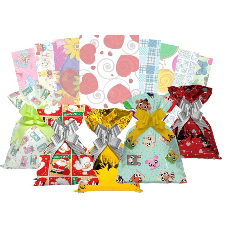 50 sacos de presente metalizados sortido com varias estampas em um unico pacote em Oferta na Shopee
