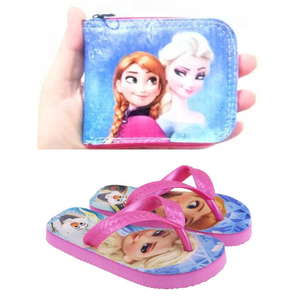 Carteira e chinelo infantil feminina da Frozen , qualidade e preço justo , sua filha merece um presente assim