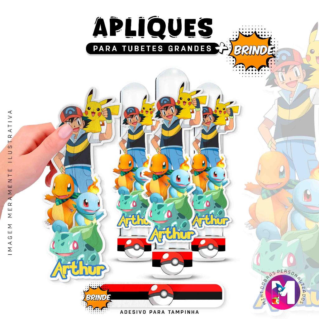 APLIQUES PARA TUBETES  (POKEMON) NÃO ACOMPANHA TUBETE  (+ ADESIVO BRINDE) em Oferta na Shopee