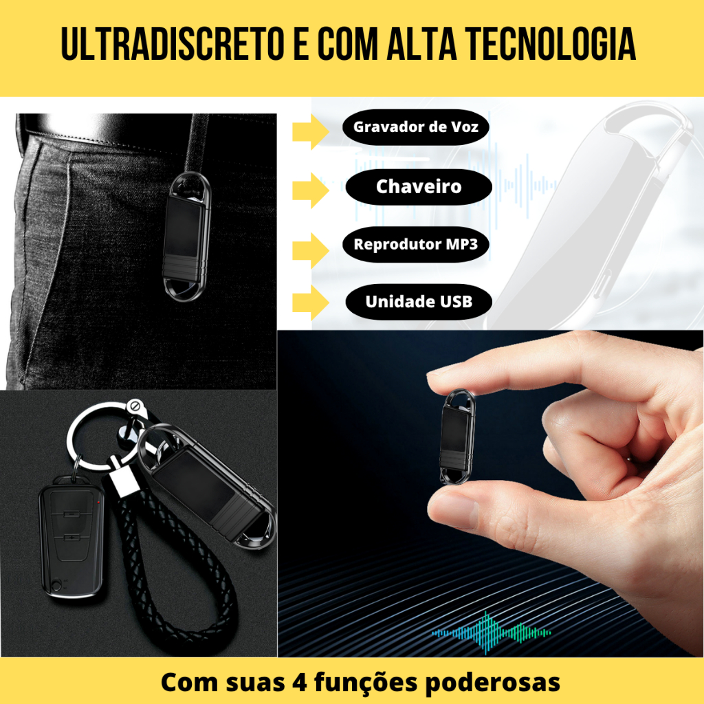 Chaveiro Micro Gravador De Audio Voz Com Sensor Dispositivo Exclusivo Envio Imediato — imagem 2 de 2