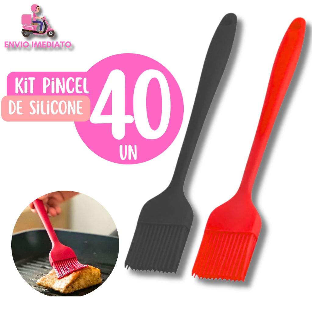 Kit 40 Pincel Silicone 25cm Culinário – Utensílio Para Churrasco, Confeitaria e Cozinha Completa