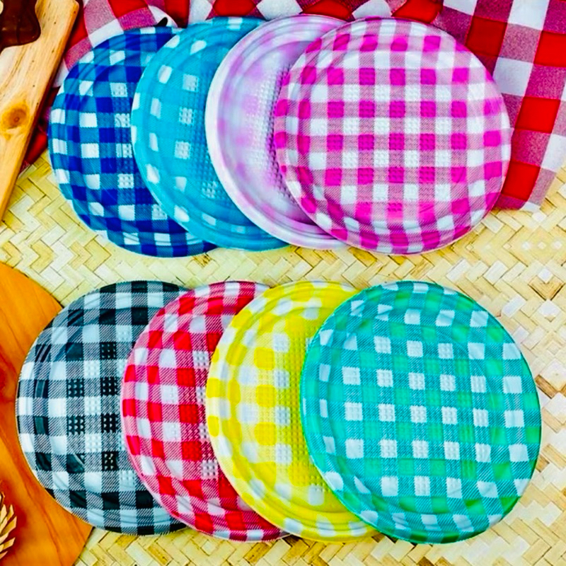 100 PRATINHO FESTA JUNINA 15 CM XADREZ MISTO (PLASTIK) FESTA JUNINA 2025 em Oferta na Shopee