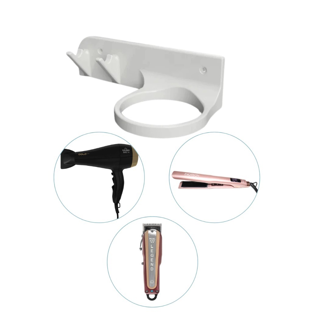 Suporte de Parede para Secador, Chapinha, Babyliss e Barbeador - Ideal para Casa, Salão e Barbearia