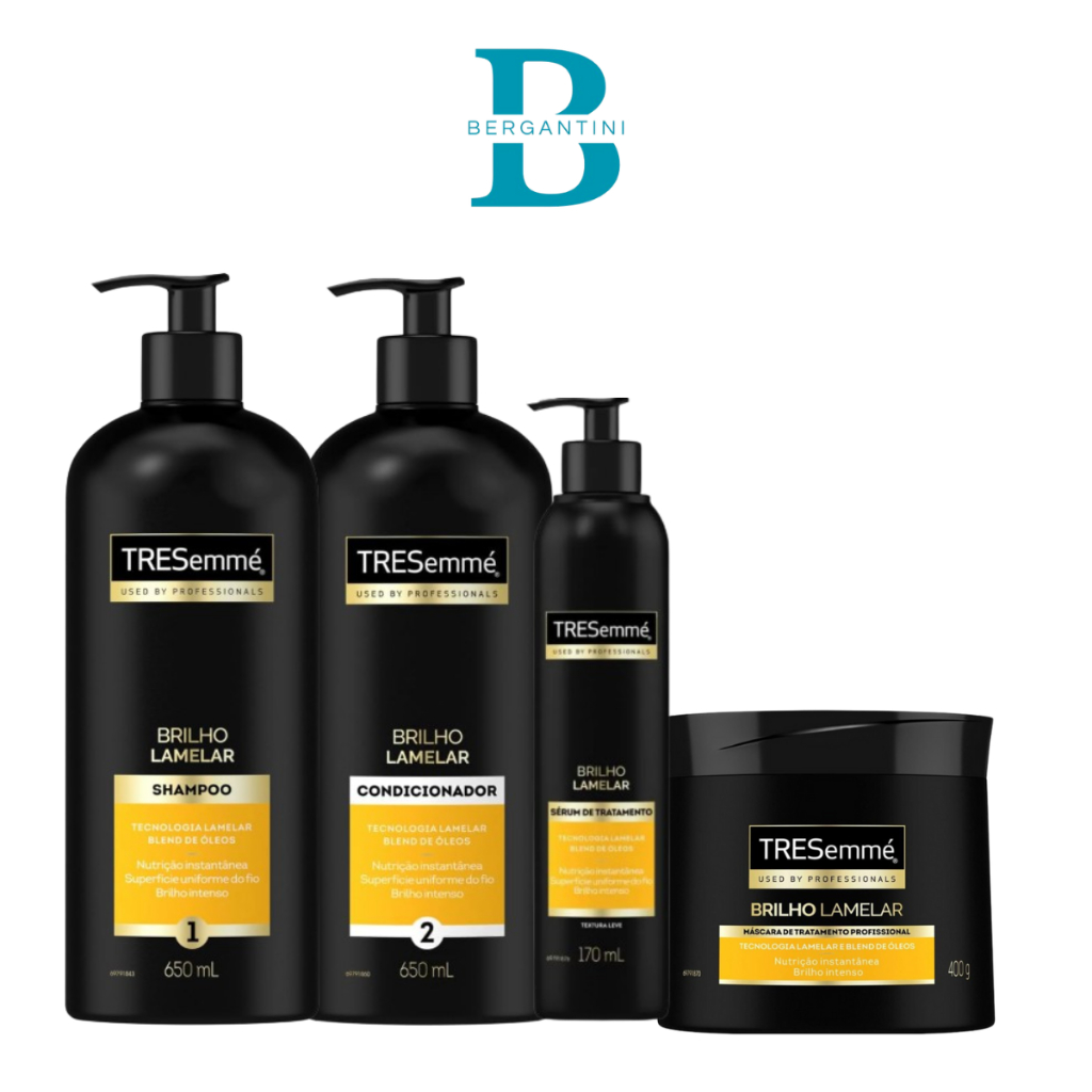 Kit TRESemmé Brilho Lamelar Shampoo Condicionador 650ml e Máscara de Tratamento 400 G + lea-vin