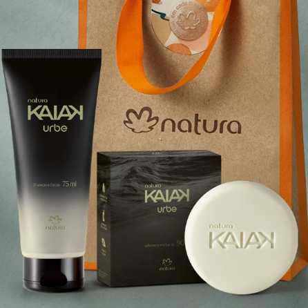 PRESENTE NATURA KAIAK URBE Masculino Shampoo Detox Kaiak Urbe 75ml Sabonete em Barra Puro Vegetal Kaiak Urbe 90g kit