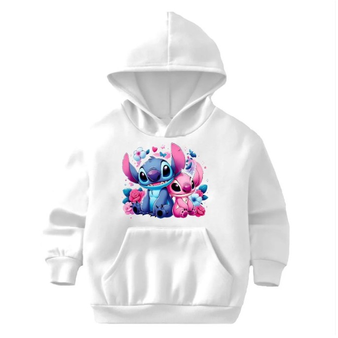 Blusa Infantil Moletom Lilo e Stitch casal apaixonado Blusa Menino e menina Canguru Com bolso e capuz unissex