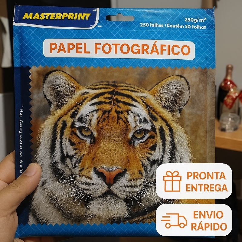 Papel Fotográfico Glossy A4 230g MasterPrint - 50 Folhas - Resistente à Água - Alta Qualidade
