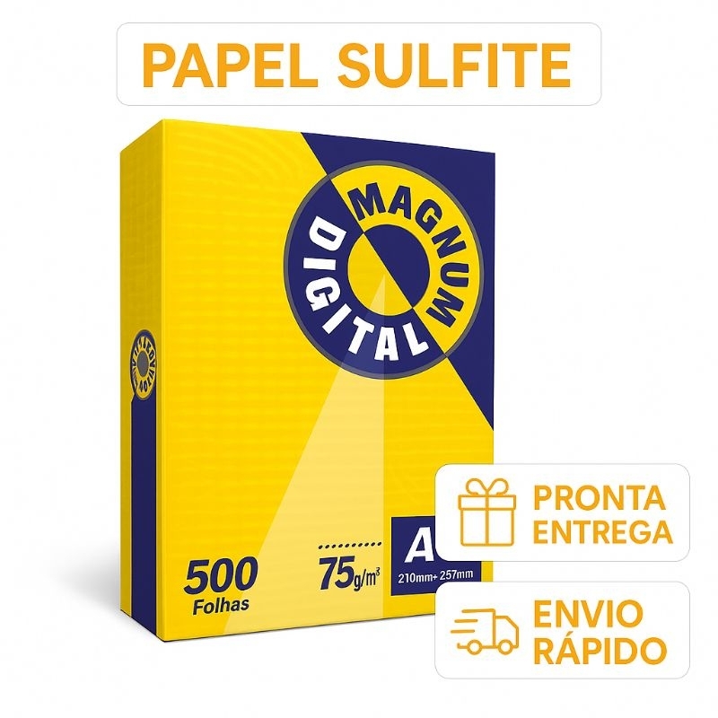 Papel Sulfite A4 75g Branco Magnum - 500 Folhas - Escola - Escritório - Impressão - Artesanato