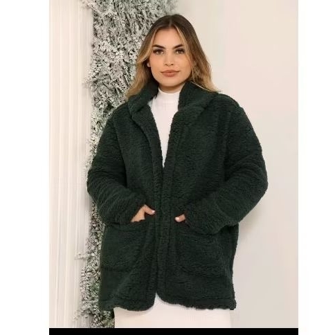 Casaco femenino Teddy  Com Capuz Moda Inverno pelinho