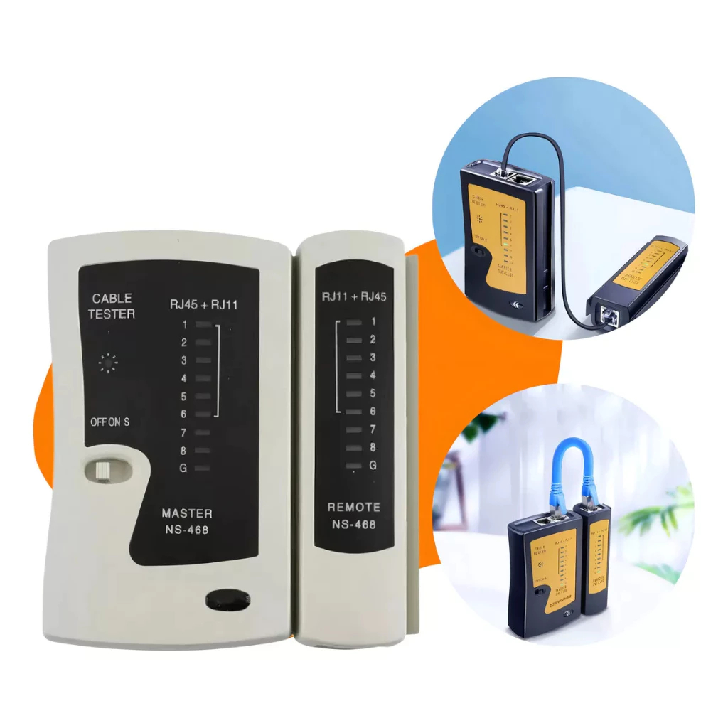 Testador de Cabo de Rede RJ45 RJ11 Lan Com Pilhas AAA Internet Telefonia Removível Compacto Com LED