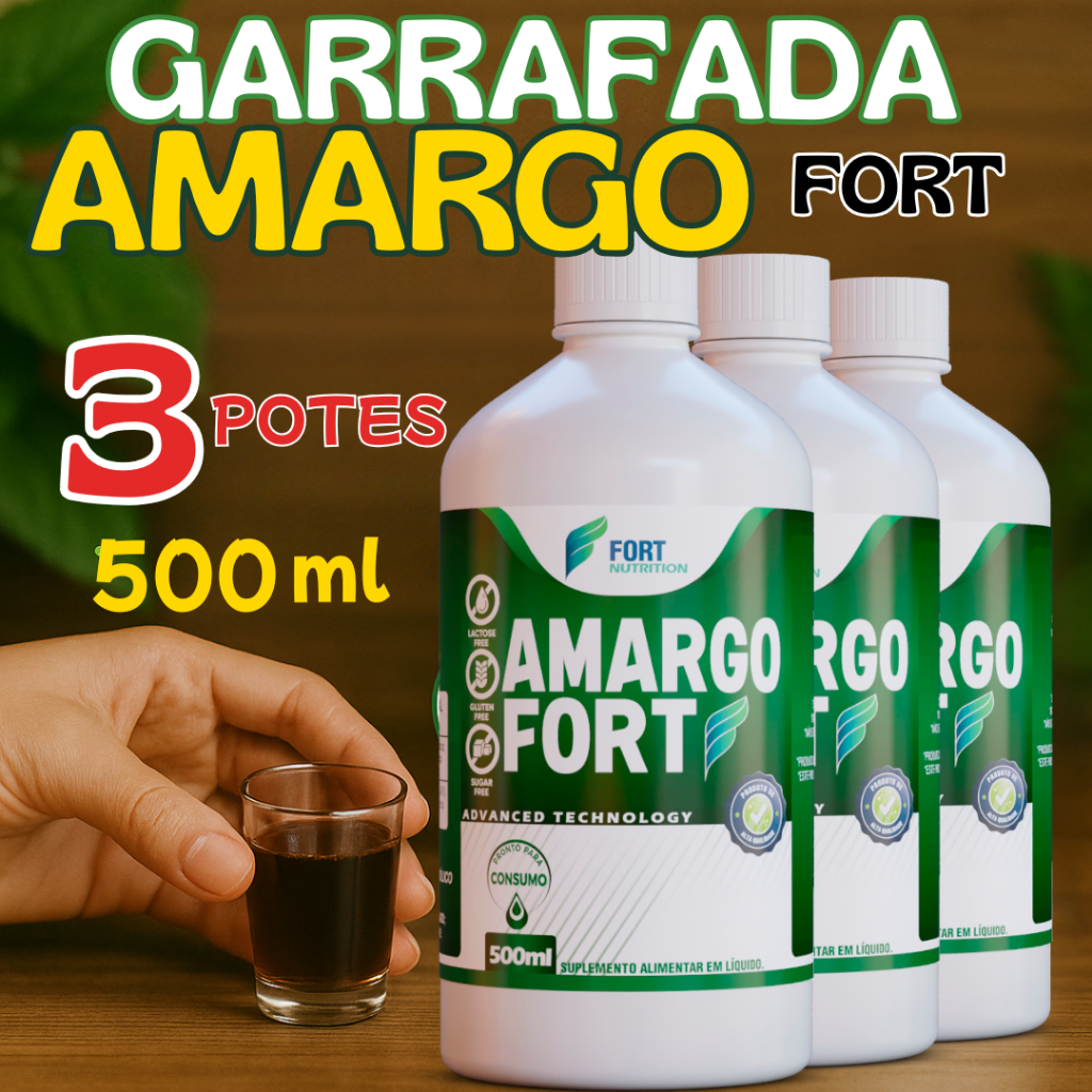 Garrafada Amargo Fort 500ml | Chá Líquido de Erva Natural Para Digestão do Fígado Bem Estar Dia Dia