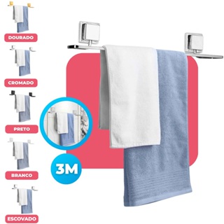 Suporte Porta Toalheiro Toalha de Banho Rosto Toalheiro Banheiro S/ Furo Fixação Dupla Face 3M Arthi em Oferta na Shopee