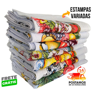 Pano De Prato Estampado Bainha Kit Com 10 Peças em Oferta na Shopee