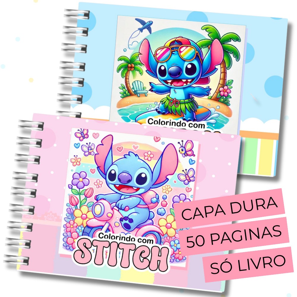 livro de Colorir Stch fofo infantil caderno de desenho para pintar 50 folhas