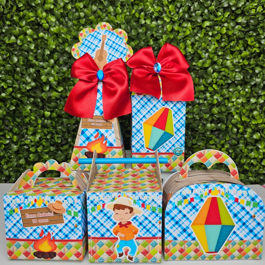 Kit Caixa Montada FESTA JUNINA - Personalizados - Festa infantil - Aniversário - Lembrancinha