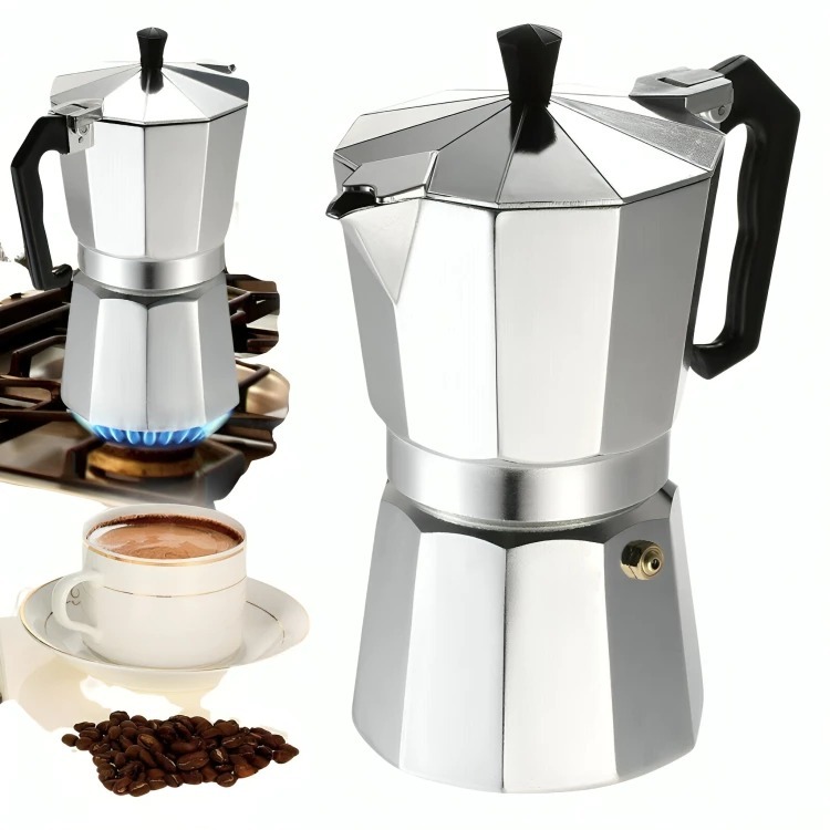 Cafeteira Italiana Alumínio de alta qualidade Moka 6 Xícaras Alumínio Café Puro