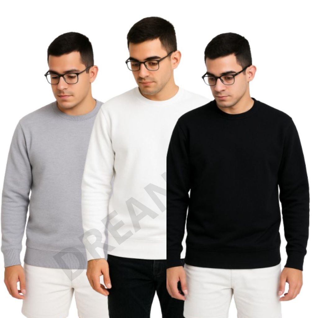 blusa de frio masculina  Gola Careca Liso sem Capuz Unissex com Ribana   -Tamanho P M G G