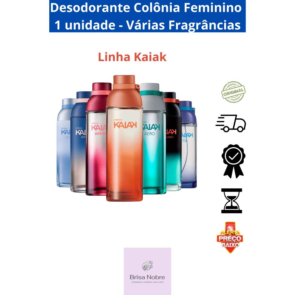 [OFERTA] Desodorante Colônia Feminino Kaiak Natura Original 100ml Várias Fragrâncias Aventura/Oceano/Vital