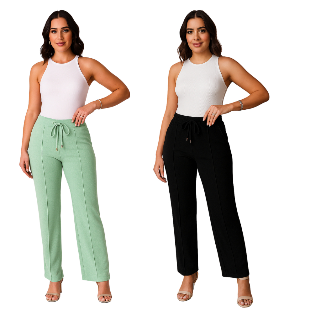 kit 2 Calça grossa Pantalona de Lã Lanzinha boca larga Confortável Calça  Feminina dia a dia em Oferta na Shopee