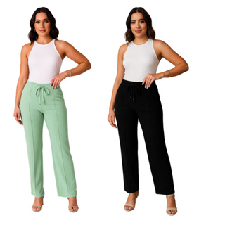 kit 2 Calça grossa Pantalona de Lã Lanzinha boca larga Confortável Calça  Feminina dia a dia em Oferta na Shopee