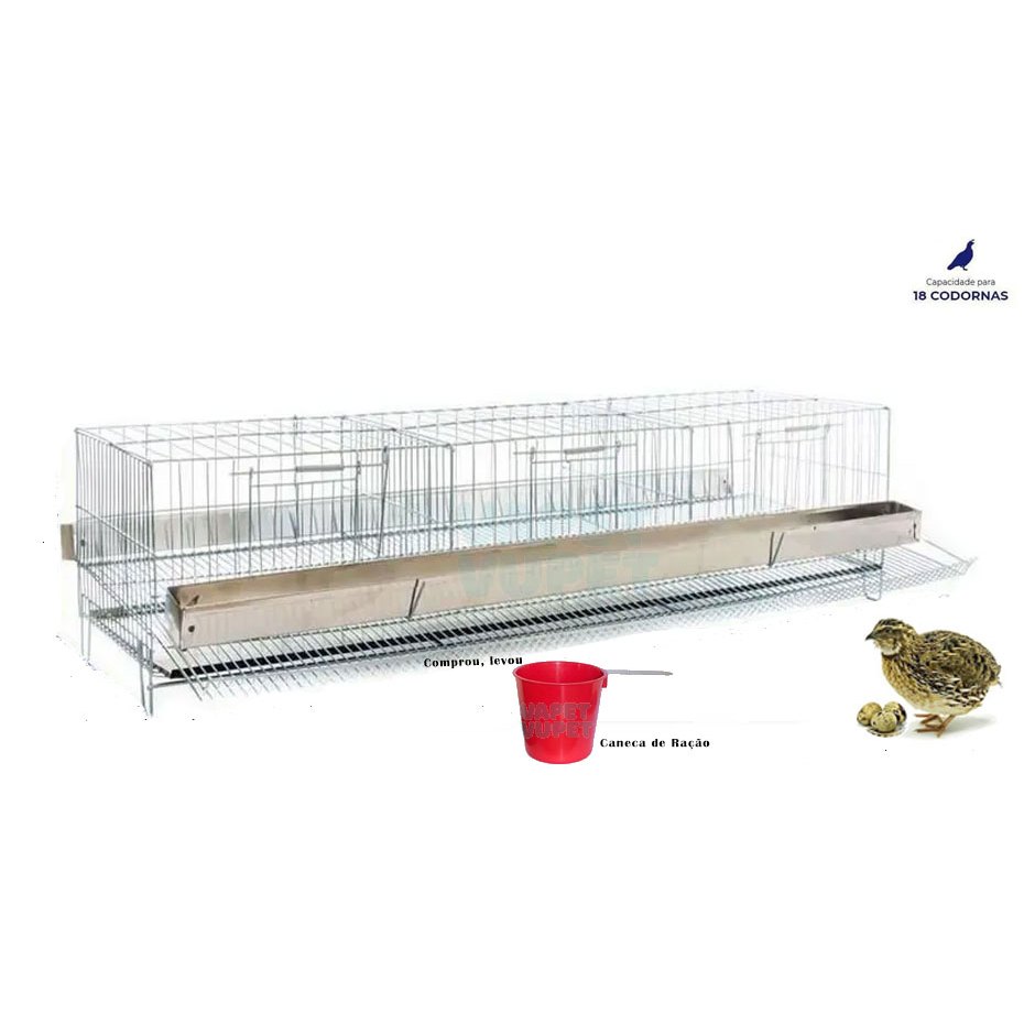 Gaiola Para Reproduzir Criar Codorna Poedeira Com 3 Divisórias + Brinde Caneca