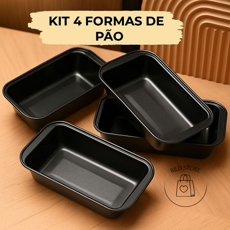 Kit Forma de Pão Antiaderente Aço Carbono Não Gruda Bolos Pães Tortas Sobremesas