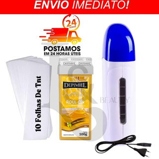 Kit Aquecedor Cera Roll On + Cera Depilatória + Papel Removedor N 5 em Oferta na Shopee