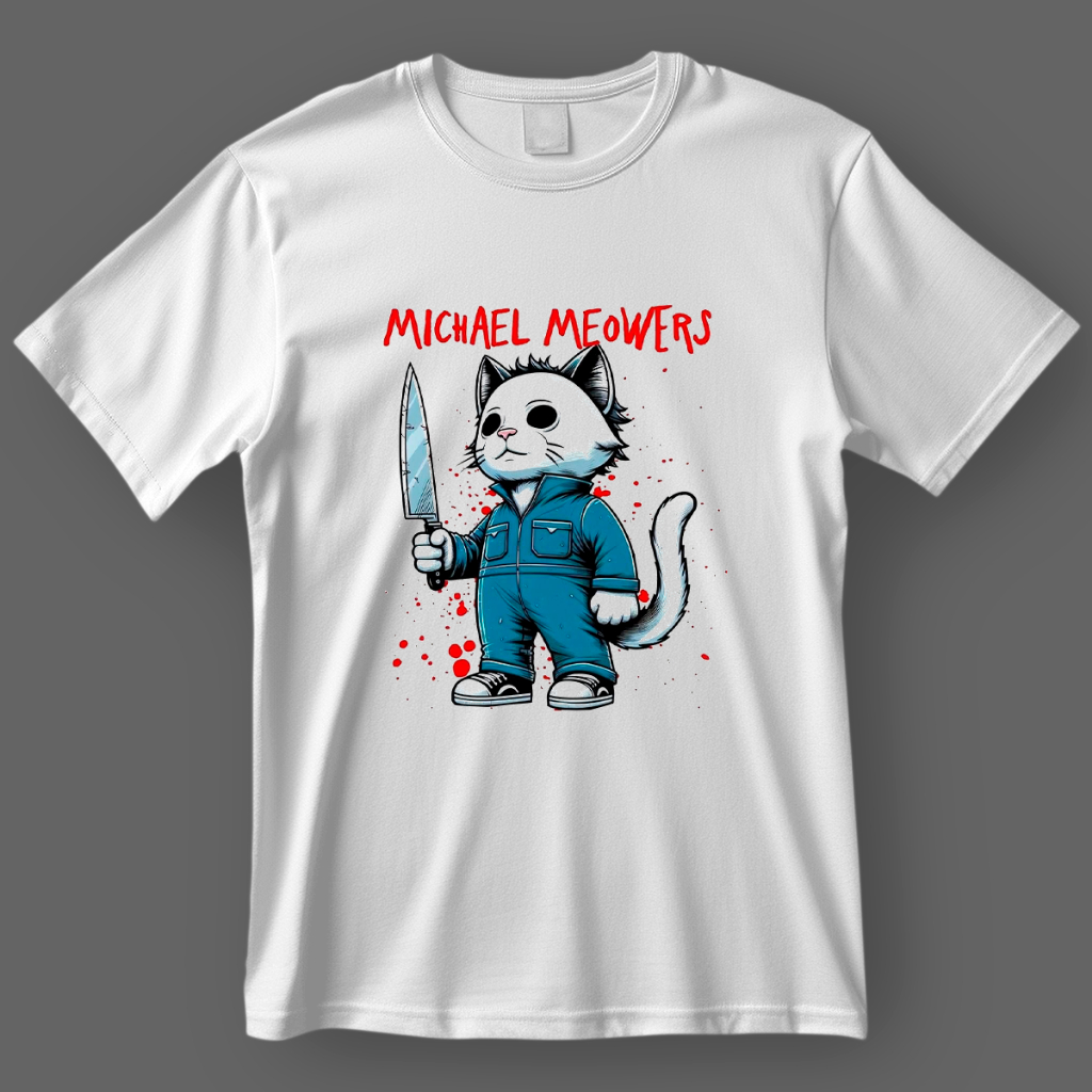 Camiseta Unissex Michael Meowers Michael Myers Gato Blusa De Terror Fofo Geeks Camisa 100% Algodão em Oferta na Shopee
