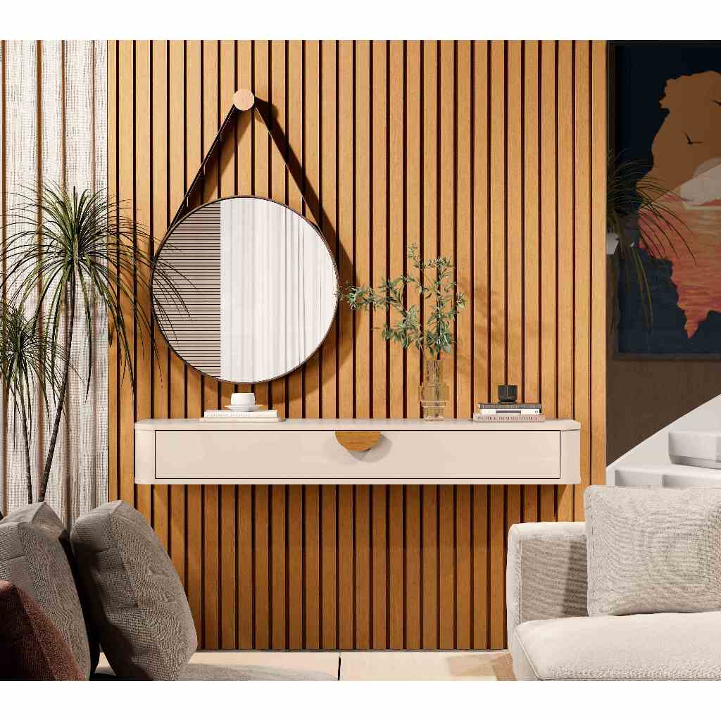 Aparador Nicho Penteadeira Sala/Quarto  Suspenso 1 Gaveta Buriti  120cm Off White JB Móvveis