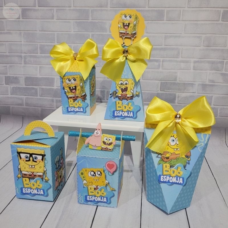 Kit Lembrancinhas Bob Esponja | Caixinhas Personalizadas para Festa Infantil