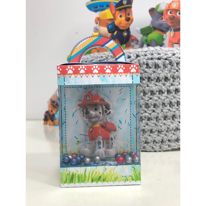 05 Caixas Personalizadas com visor para aniversário/Lembrancinha Patrulha Canina aniversário infantil/ Caixa Patrulha.