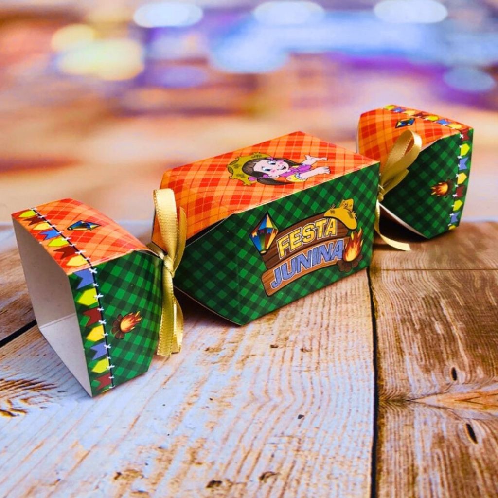 10 Caixa Bombom Caixa Bala Surpresa Doce festa TEMA FESTA JUNINA 61.4// em Oferta na Shopee