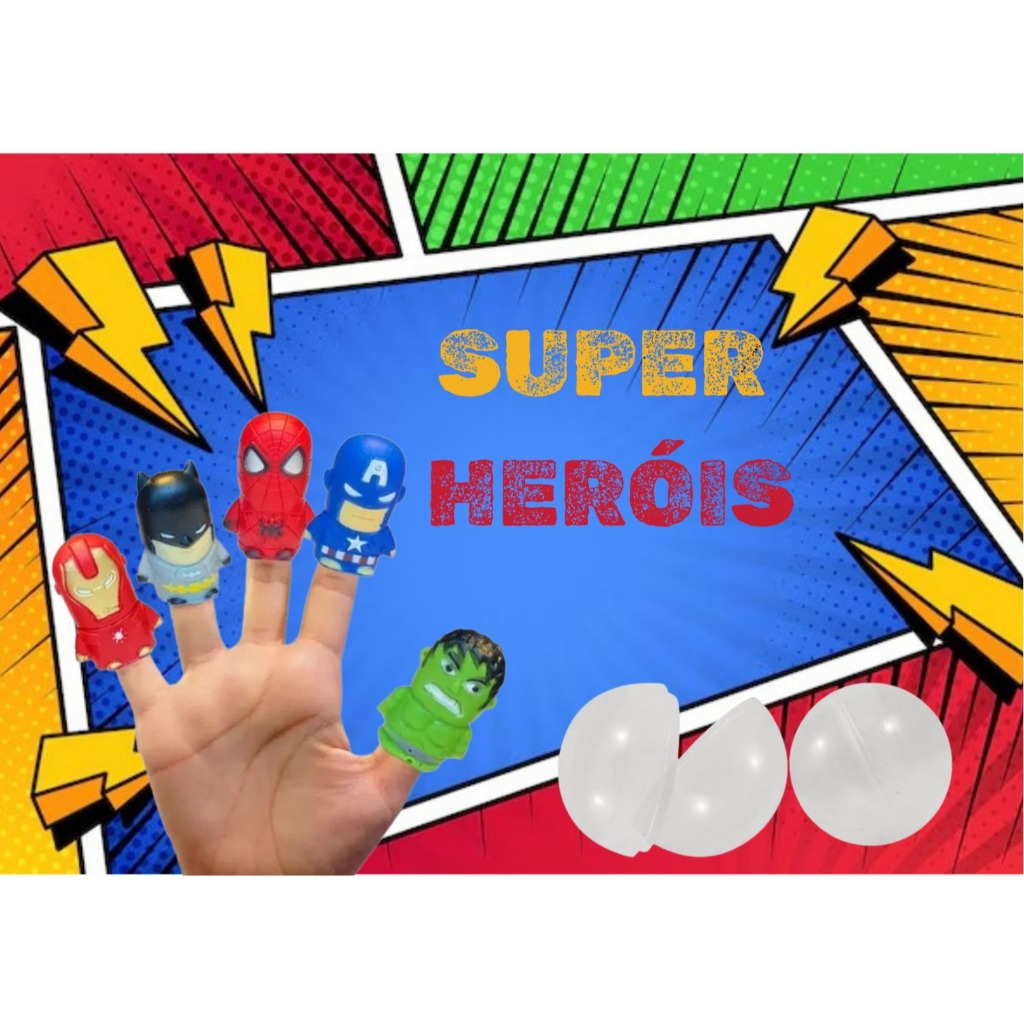 Kit 10 un Dedoches Super Heróis - brinquedos encapsulados