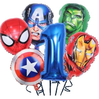 Kit c/6 balões cabeça  vingadores mede 49 cm/redondo mede 45cm/número mede 40 cm em Oferta na Shopee