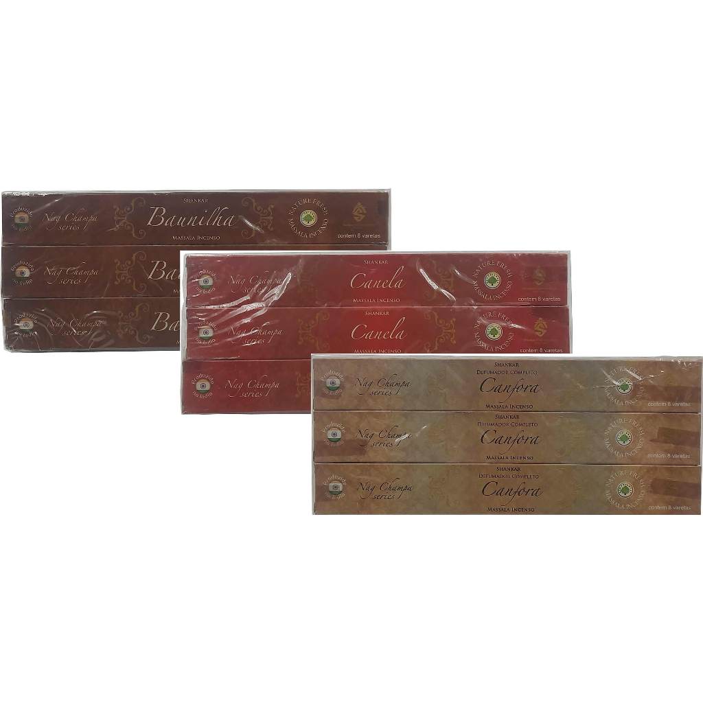 Incenso Massala Nag Champa series shankar caixinha com 8 varetas.