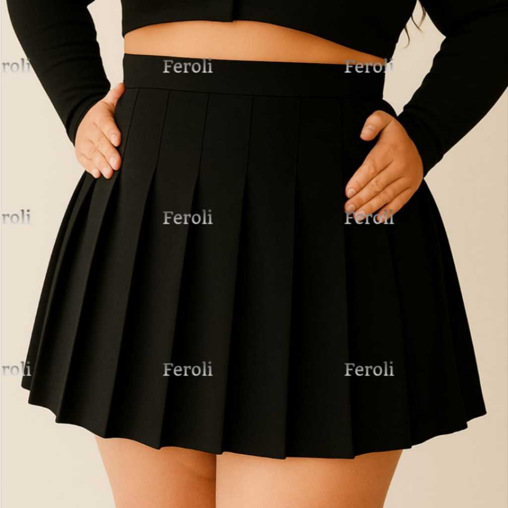 Saia Colegial PLUS SIZE, preguiada, plissada, cosplay, Rbd ( sem forro) em Oferta na Shopee