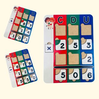 Ensino do QVL em MDF - Adição, Subtração e Multiplicação - Jogo educativo das continhas em madeira