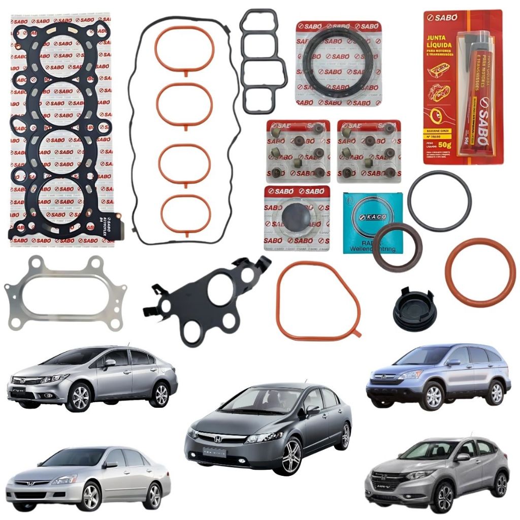 Jogo Junta Motor Honda New Civic 1.8 16v 2006 A 2011 CRV ACCORD HRV 1.8 2.0 Sabó