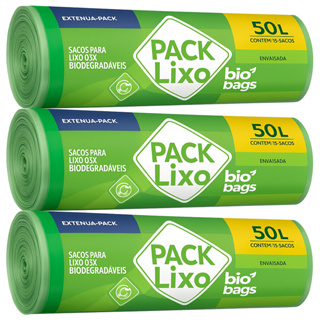 3 Pacotes Saco Lixo 50 Litros Biodegradável - 90un em Oferta na Shopee