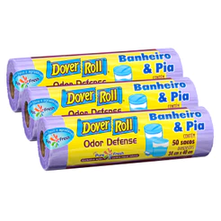 Sacos de Lixo Perfumado Dover Roll 34x40cm 50un – Reforçado, Anti-Odor p/ Banheiro e Pia