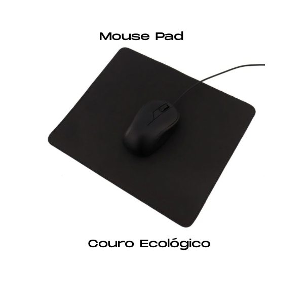 MousePad Desk Pad Couro ecologico Escritorio 26x21cm medio Dupla Face