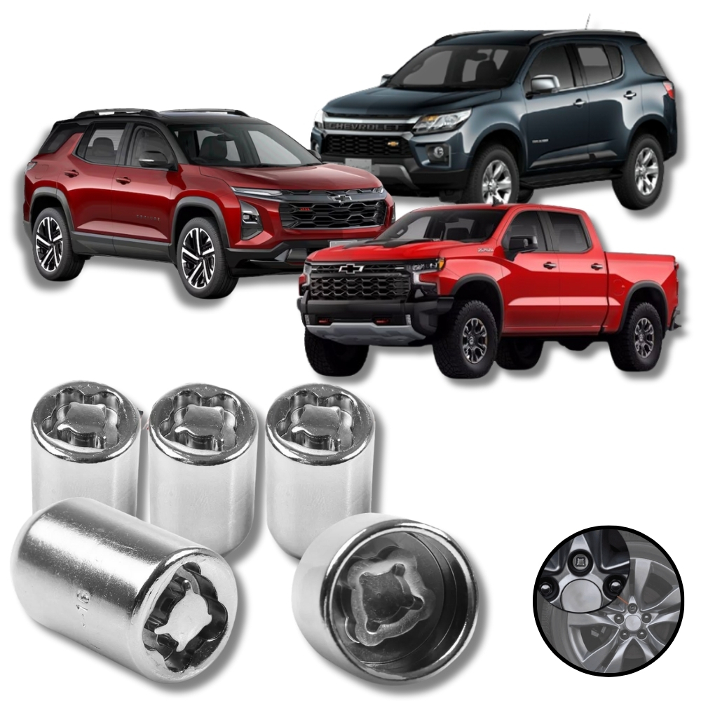 Kit Parafuso Porca Antifurto Roda GM Chevrolet Trailblazer Equinox Silverado
