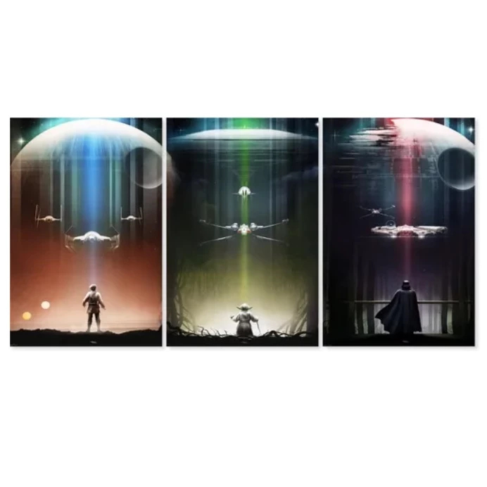 Quadro Decorativo Star Wars Luke Vader Yoda Jedi Sith Guerra Galáxia Força Clássicos